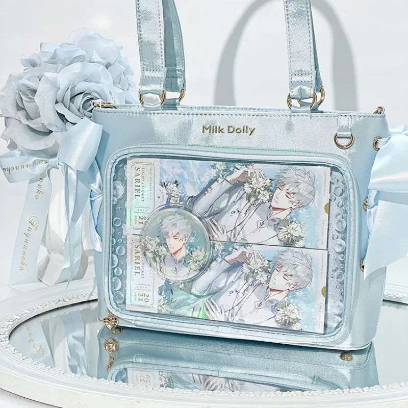 Ita حقيبة أنيقة من الساتان تحت الإبط حقائب كتف أشرطة حلوة القوس شعبية حقيبة يد عصرية شفافة حقيبة بولسا فيكتوريا الألم #5