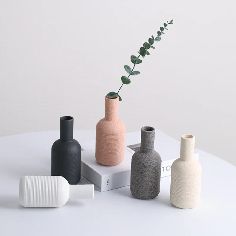 Nordic Style Ceramic Flower Vase Morandi Color Light Luxury Ceramic Vase  for Flowers Creative Flower Plant Pots Vase Home Decor