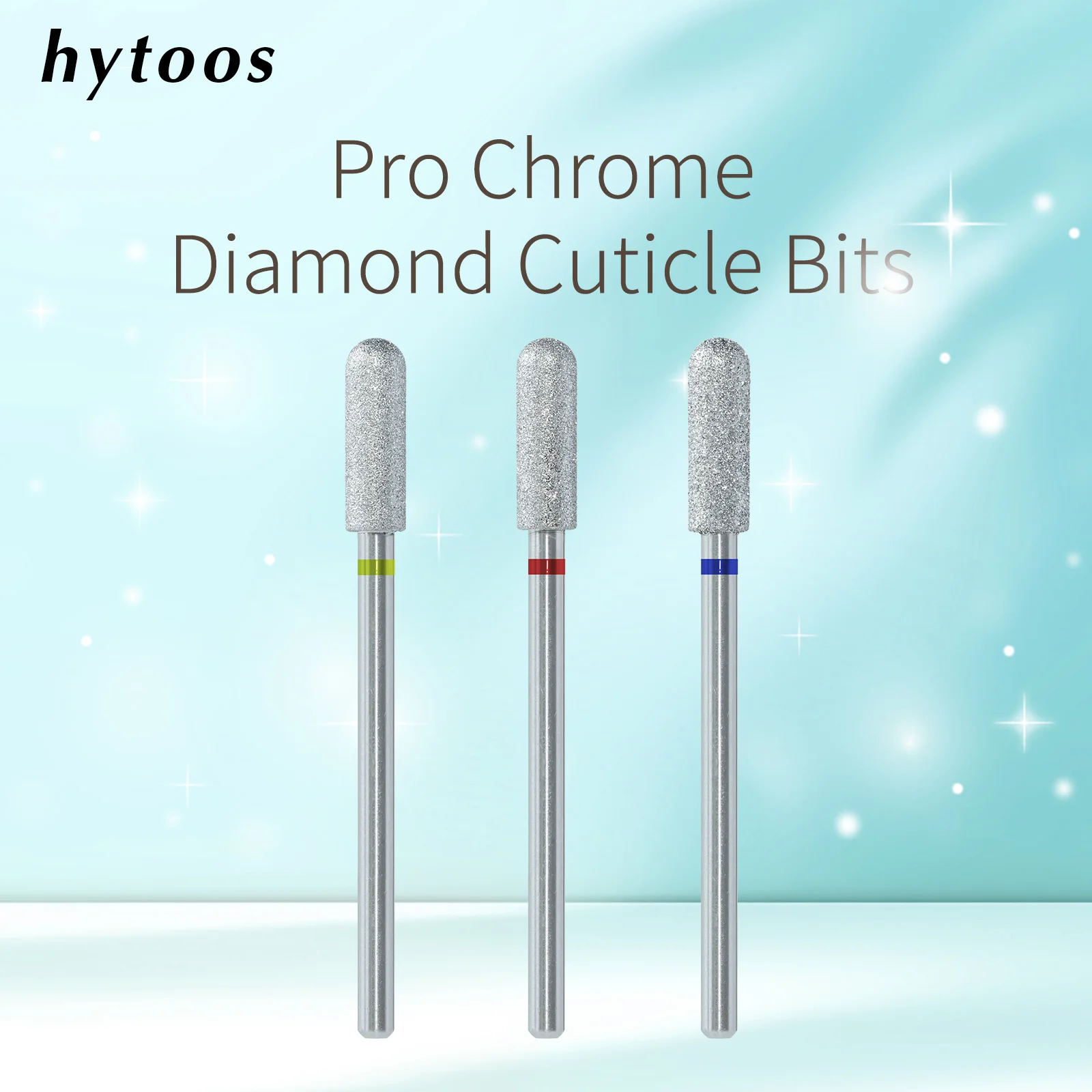 HYTOOS Punte da trapano per unghie con diamante cromato Pro Punta per cuticole con canna liscia russa per trapano per unghie Strumento per la preparazione delle unghie per la pulizia della pelle morta