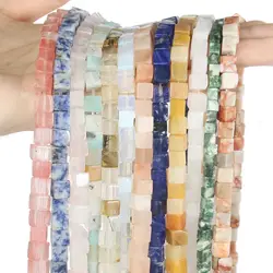 Natural Cube Square Stone Beads 4/6/8mm Loose Agates Jades Spacer Beads Charm for Jewelry Making Necklace Bracelet Accessories