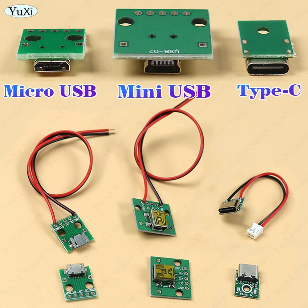 2-50pcs 2A Micro USB Jack 3.1 Type-C Female Connector Charging Port Mini USB Socket Solder Wire Screw Fixing Plate 5V PH2.0