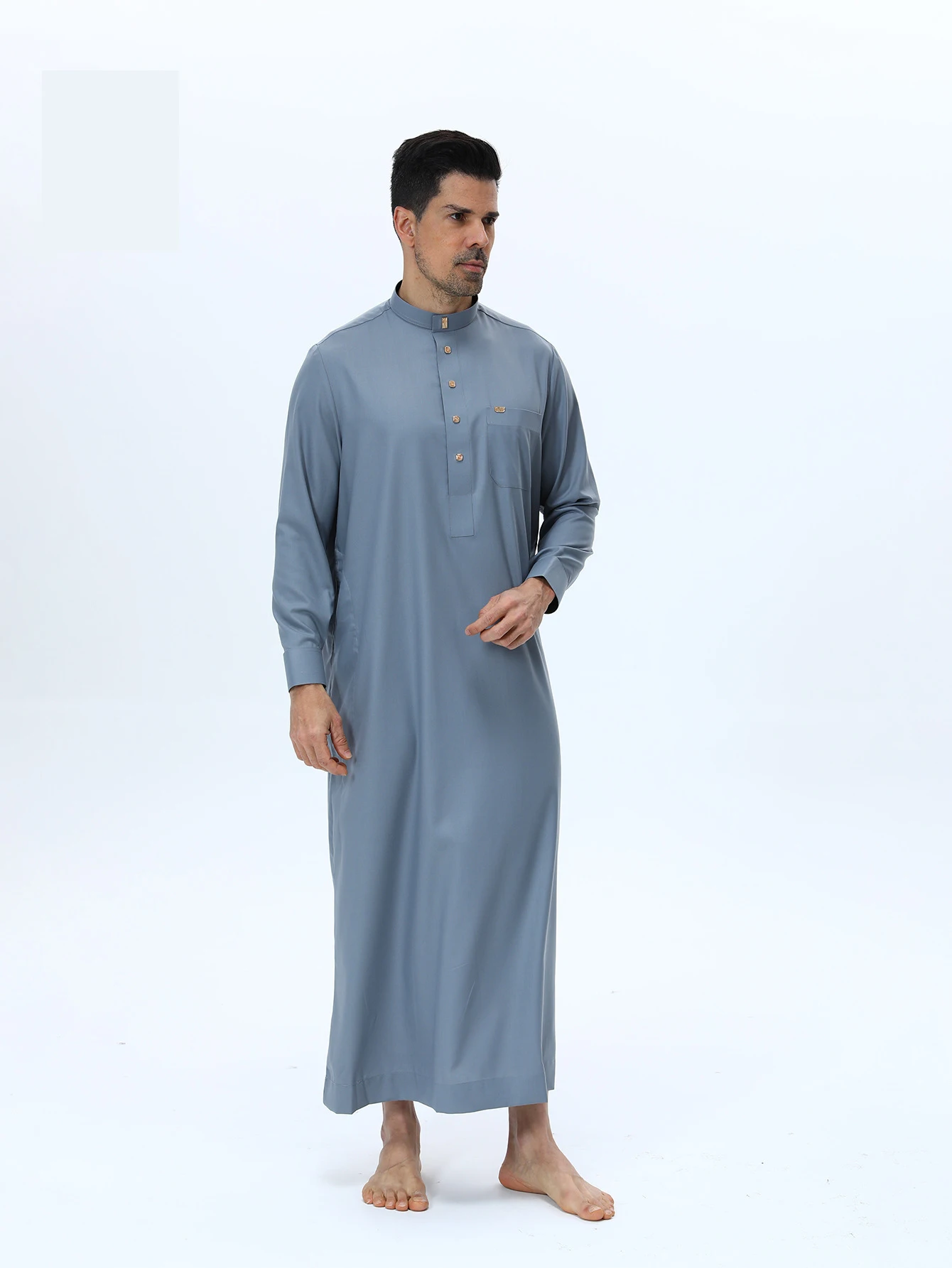 Aman Abaya Long Sleeve Jubba Thobe for Men Kaftan Pakistan Muslim Saudi Arabia Djellaba Islam Clothing Prayer Robe Afghan Dress