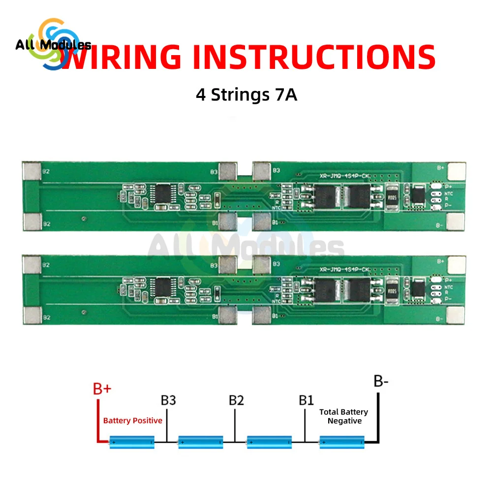 BMS 4S 7A 14.8V 18650 Li-ion Lithium Battery Charger Board with Balanced Short Circuit Protection For Solar LED Power BankSupply