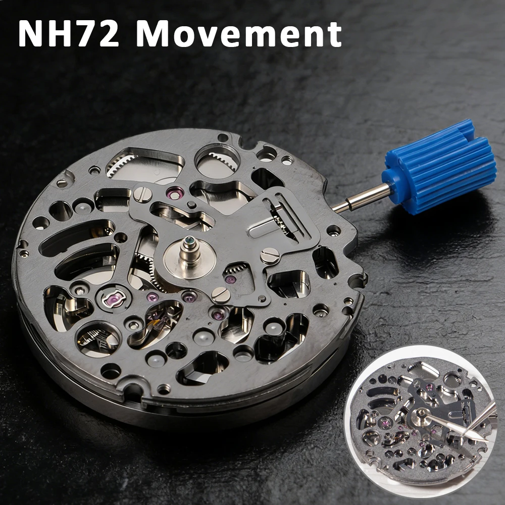 

NH72 Watch Movement High Precision Automatic Winding Mechanical Watch Movement Hollow Design Date Watch Replacement Accessories