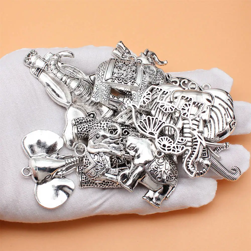 

Accessories For Jewelry Antique Silver Color Elephant Charms Collection Gift Materials 12pcs