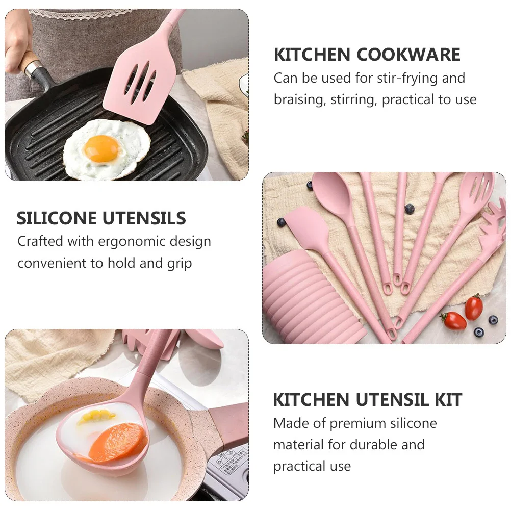 

1Set Silicone Kitchen Cookware Set Practical Cooking Tools Stir Fry Spatula Soup Ladle Easy Clean Kitchen Utensil Kit