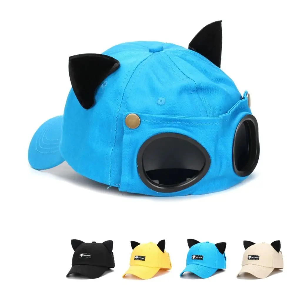 Funny Pilot Glasses Men Baseball Hat Reverse Wear Cat Ears Sunshade Hat Unisex Snapback Casquette Sun Visor Cap Cycling