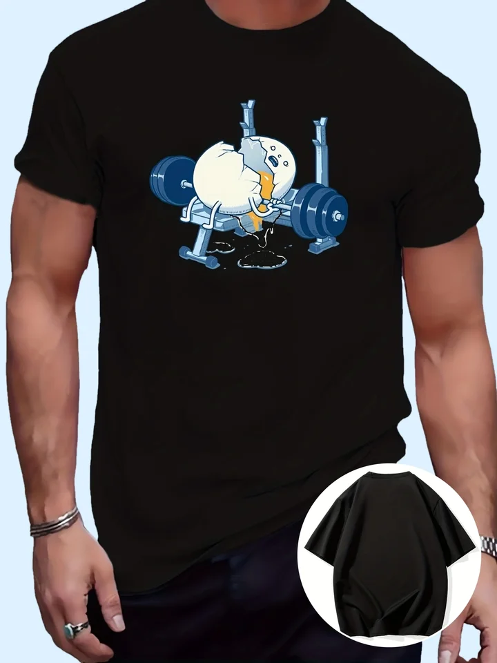 Funny Egg Weightlifting Men's Graphic T-Shirt