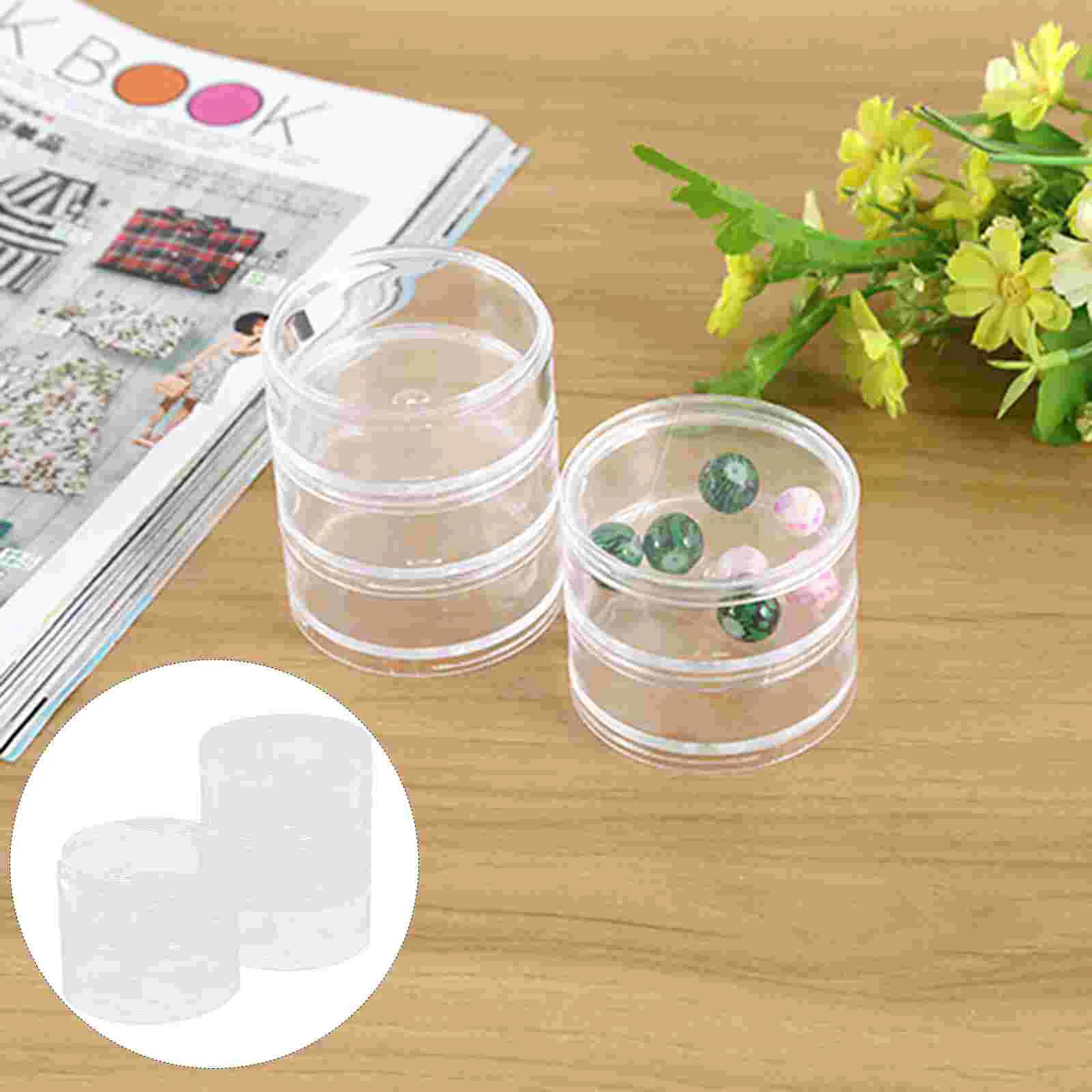 5 Layer Big Cylinder Stackable Transparent Round Plastic Cosmetics Jewelry Beads Sewing Storage Container