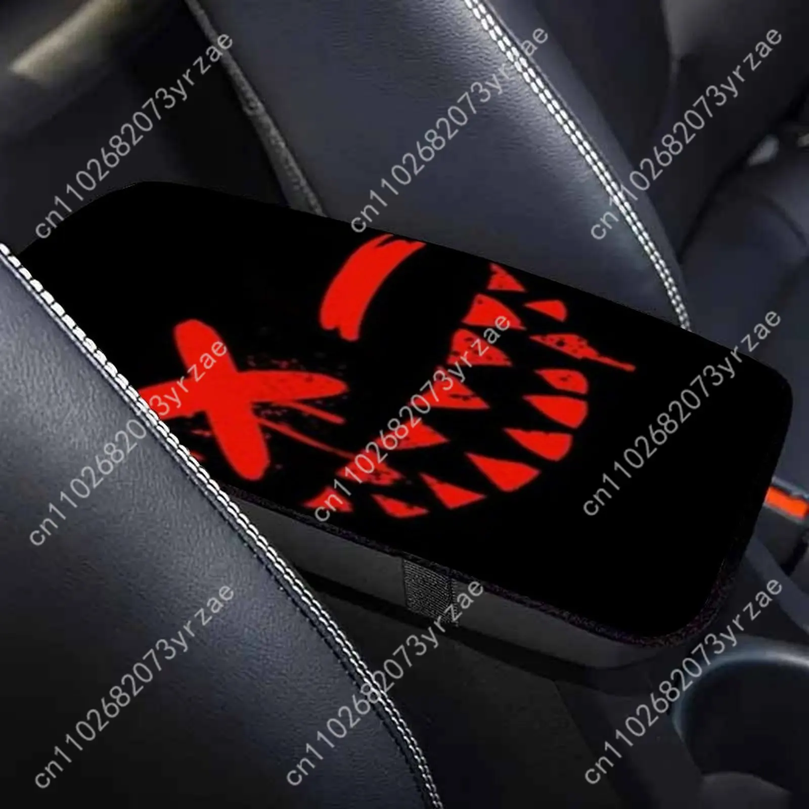 

X Eyes Sharp Teeth Universal Car Armrest Cushion High Quality Non-Slip Car Armrest Cover Elastic Straps Car Interior Accessories