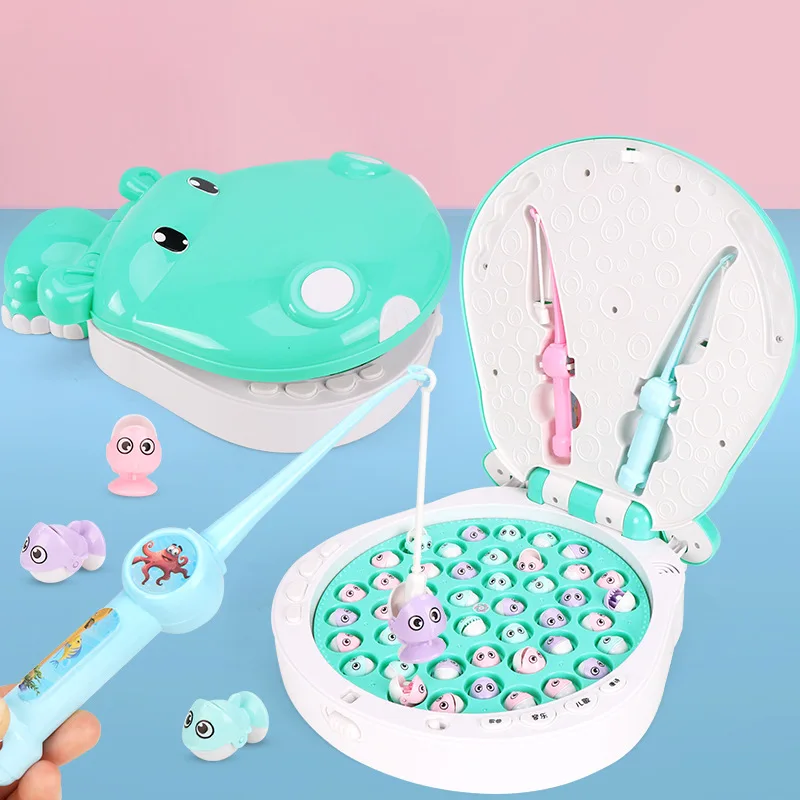 Kinder elektrische angeln spielzeug magnetische musik frühe bildung kindergarten angelrute spielzeug korb eltern-kind PK angeln spiel