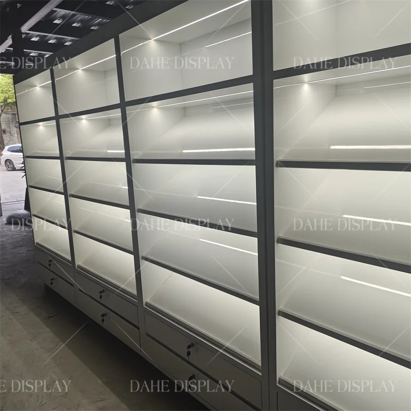 مخصص. عرض متجر المجوهرات الجداري المخصص مع خزانة عرض الأثاث والمجوهرات الفاخرة الخفيفة #5