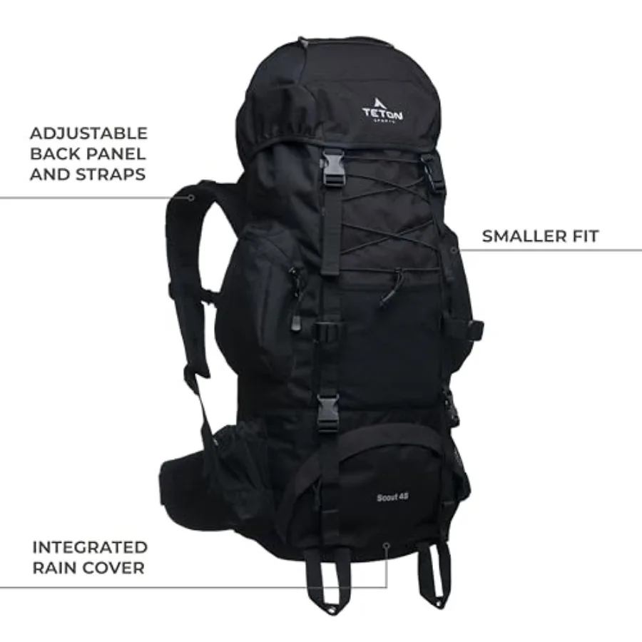 Teton 55L Scout Internal Frame Backpack for Hiking Camping Backpacking Travel Rain Cover Included Huckleberry