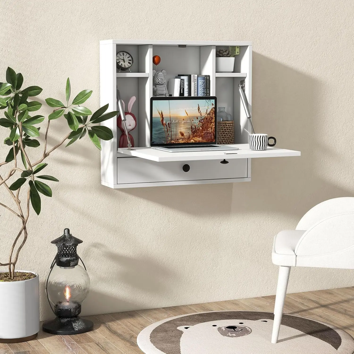 Wall Mounted Desk, Folding Wall Table Floating Desk Wall Mount Laptop Desk