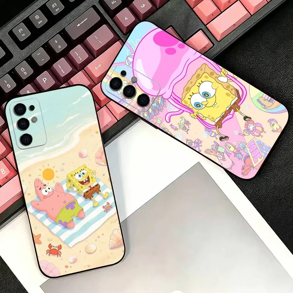 Funny S-Sponge-Bob Phone Case For Samsung S26,25,24,21,22,21,20,10,9,8,7,6,5,Ultra,Plus,Fe,Lite Black Shell