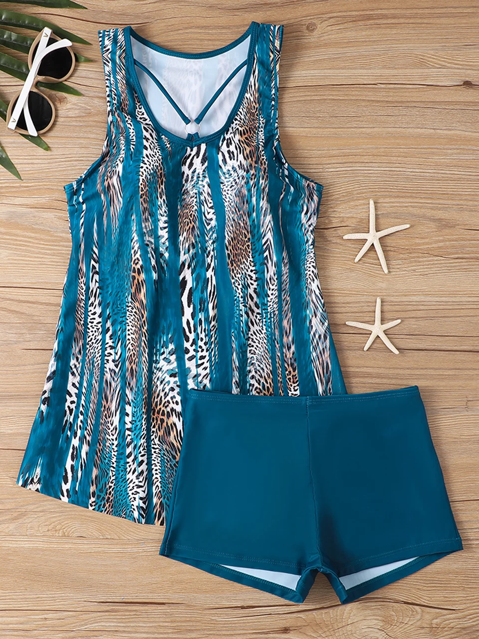 Crisscross Straps Tankini With Beach Skirt Swimsuit 2025 Women Padded Print Swimwear Female Bathing Swimming Swim Suit Summer3XL