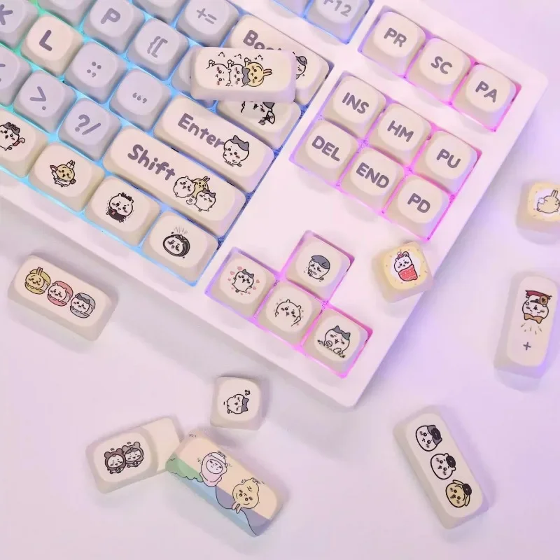 كارتون أنيمي Pochaco لطيف Chiikawa Keycap MOA مادة التسامي الحراري العالي عبر محور لوحة المفاتيح استبدال مفاتيح