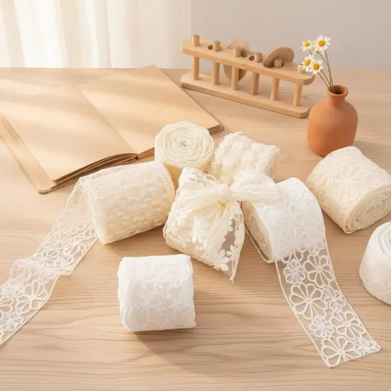 Lace Ribbon Fray-Resistant Multi-Color Delicate Trim for Wedding Centerpiece Decoration Gift Packing Flower Arrangement Sewing