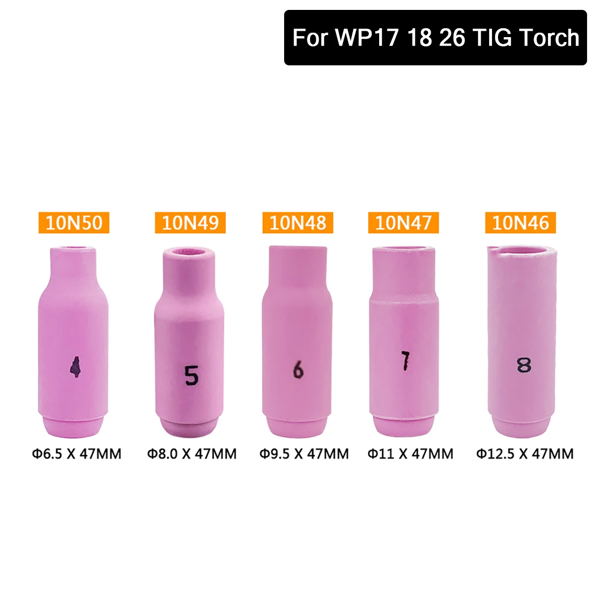 

10pcs 10N44 45 10N46 10N47 10N48 10N49 10N50 Alumina Nozzles Ceramic Cup Nozzle For TIG WP17 WP18 WP26 Welding Torch Accessories
