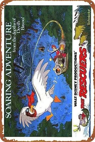 The Rescuers Metall-Blechschild, Wanddekoration, lustiges Vintage-Poster, Plakette