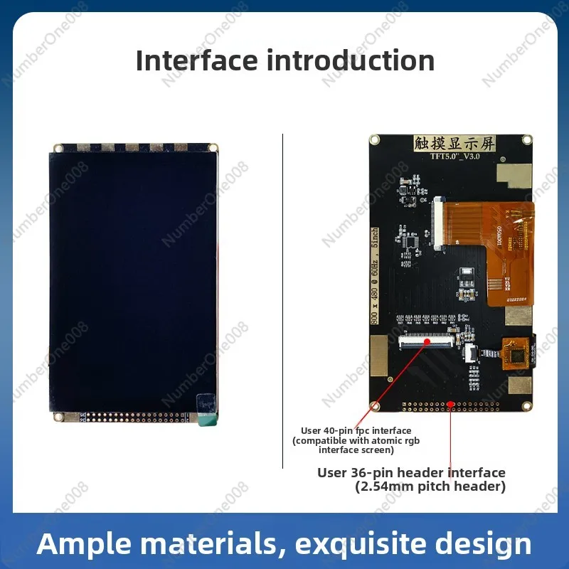 

5-дюймовый емкостный сенсорный экран 800x480, модуль TFT ЖК-дисплея для макетной платы FPGA ZYNQ, интерфейс IPS HD