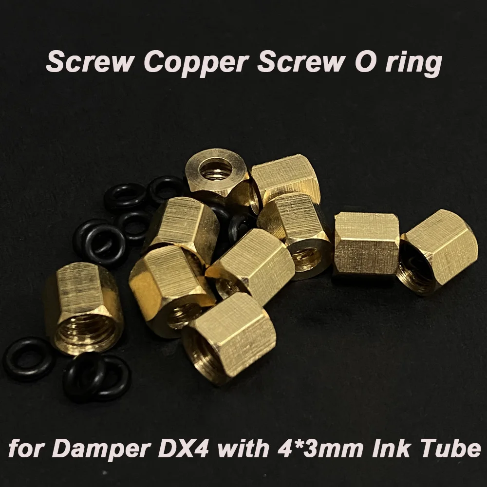 50X Printer parts screw cap copper damper copper Cap for Small Ink Damper Screw with Copper Cap screw oring ring 4X3mm ink tube