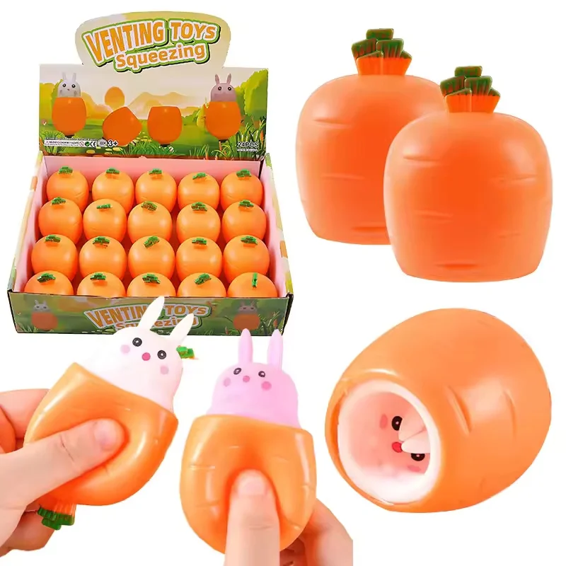 Juguete Antiestrés de Zanahoria con Forma de Conejo, Juguete Sensorial Portátil para Niños y Adultos, Ideal para la Oficina y el Hogar