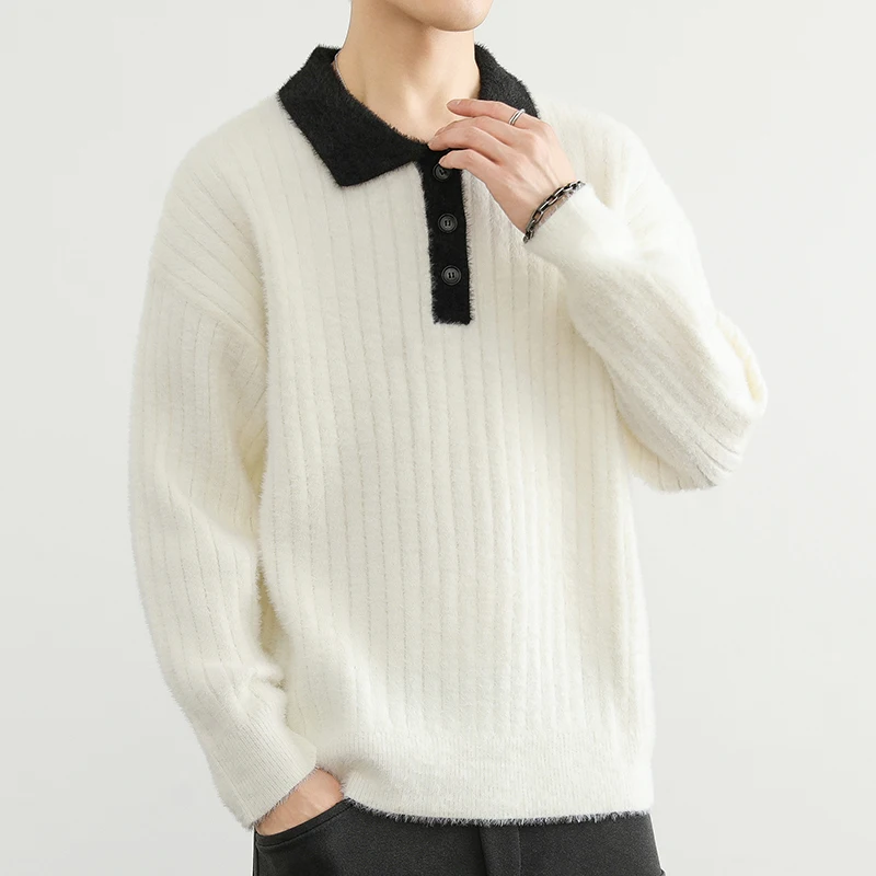 

Мужской вязаный свитер Color Block: свободный крой, повседневный стиль, осень-зима, новинка, модный молодежный бренд, трикотаж