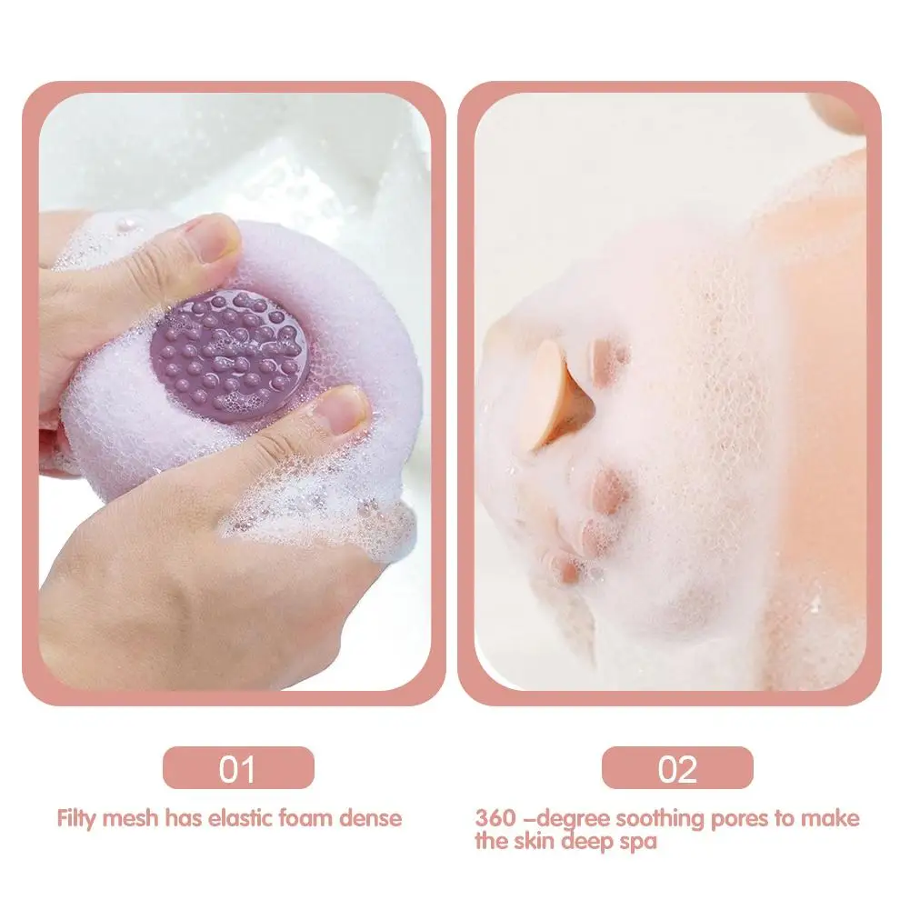 Sucker Shower Ball Sponge Bath Loofahs Mesh Pouf Massage Exfoliate Body Skin Scrubbing Shower Room Colorful bath towel