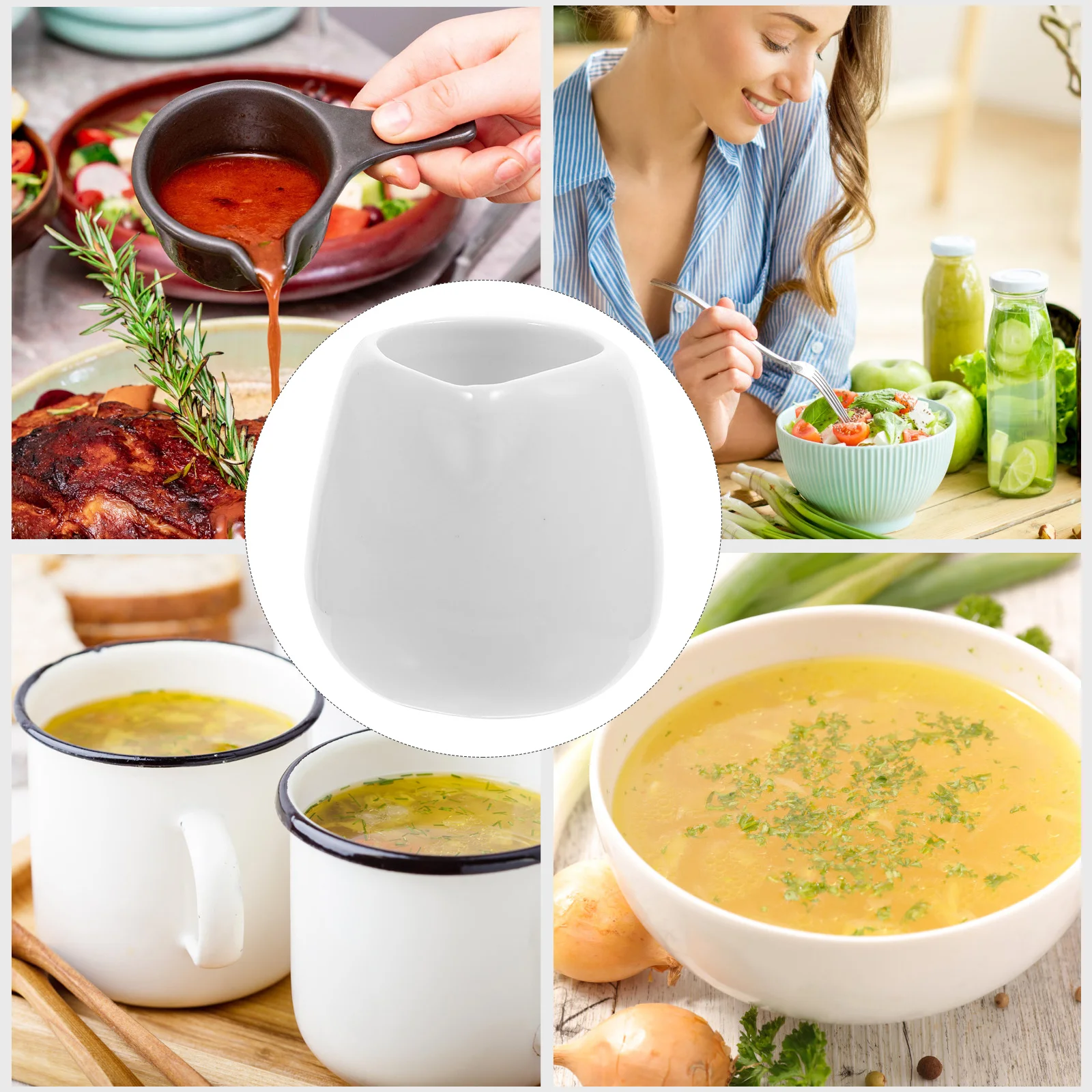 

4 Pcs Mini Ceramic Milk Cup Sauce Pitcher Bowl Cups Portable Gravy Boat Boats Ceramics Dipping Bowls Travel