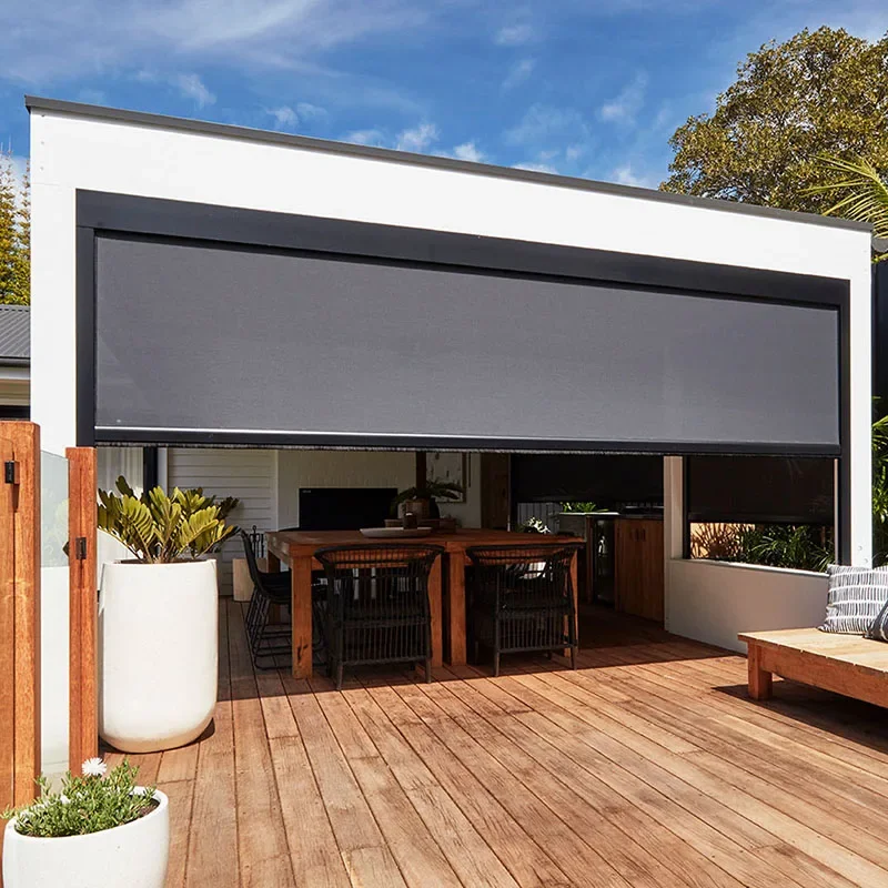 

# Hot Factory Custom Retractable Patio Screen And Motorized Roller Shade Outdoor Ziptrack