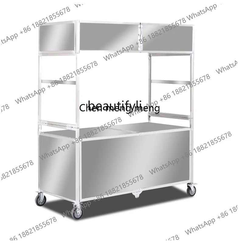 olding Snack Food Cart Mobile Drink Trolley Night Market Stall Display Stand Portable Outdoor Special Dining Business Car