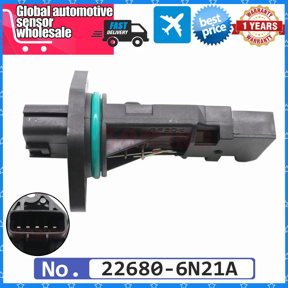 

Автомобильный датчик массового расхода воздуха MAF 22680-6N21A для Nissan Pathfinder P11 P12 WP11 WP12 ALMERA TINO V10 2,0 PRIMERA 250 300GT Te