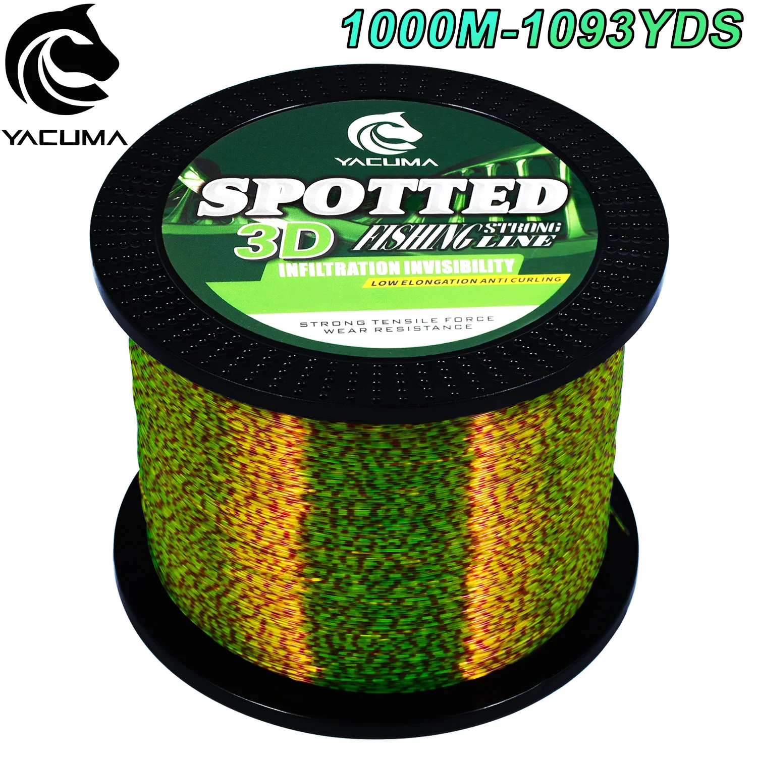 

YACUMA 1000M-1093YDS Invisible Spotted Monofilament Fishing Line Bionic Design Sinking Nylon Line for Outdoors Fishing Equipment