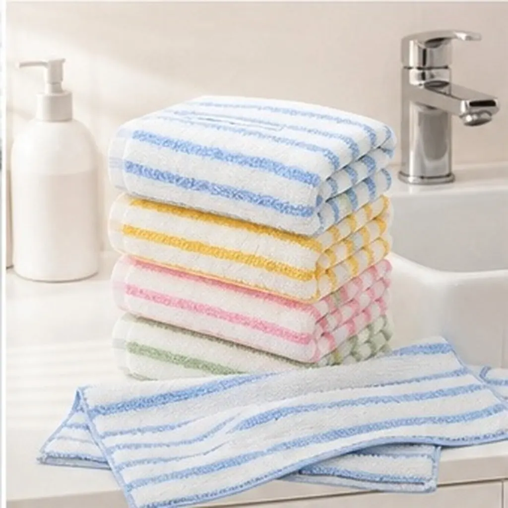 4Pcs Elegant Striped Cotton Hand Towels Set Absorbent Shed Resistant Face Towel Bathroom Kitchen Barber Shop Washcloth