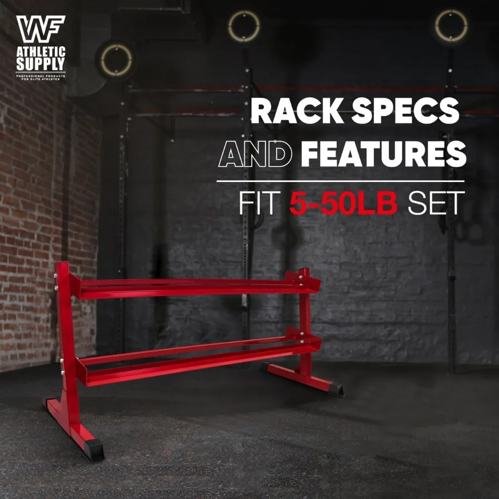 Rak Dumbbell Heavy-Duty Athletic Supply, Rak Beban untuk Gym Rumahan, Penyangga Beban, Tersedia Ukuran untuk Penyimpanan 5-50LB