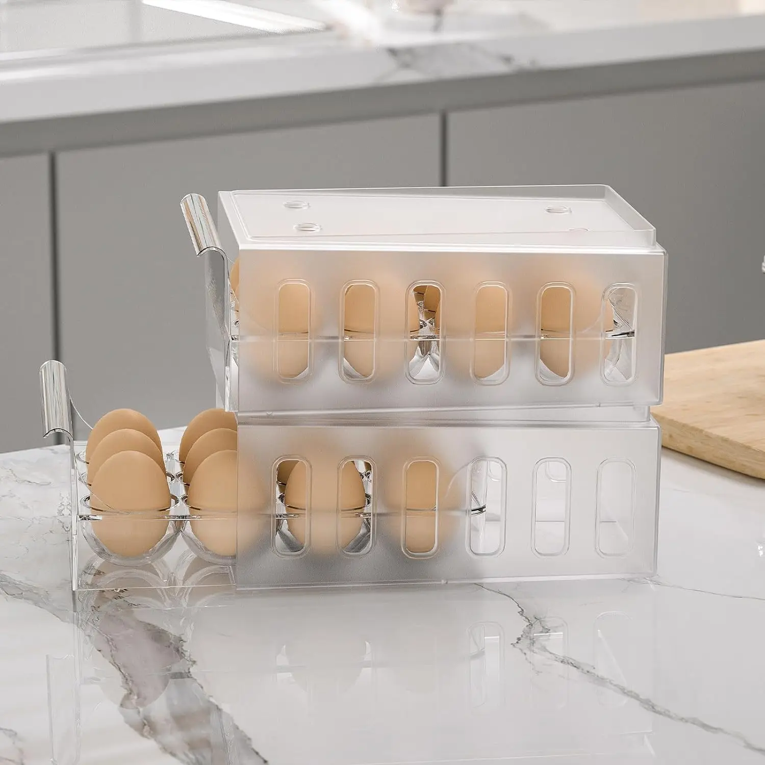 

12/18 Egg Storage Box Refrigerator Special Fresh-Keeping Box Multi-Layer Drawer Type Can Be Superimposed Egg Tray Food Container