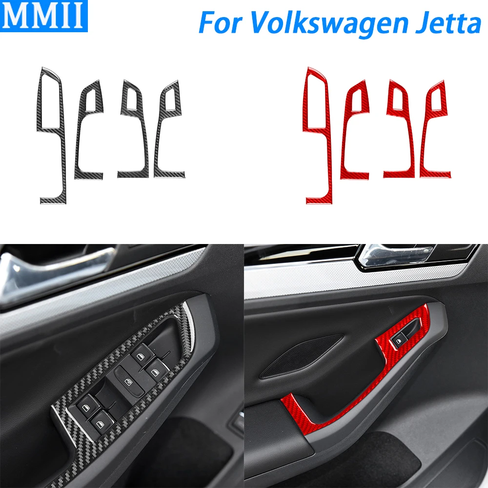 

For Volkswagen Jetta 2012-2018 Real Carbon Fiber Window Lift Switch Panel Cover Trim Car Interior Decoration Accessories Sticker