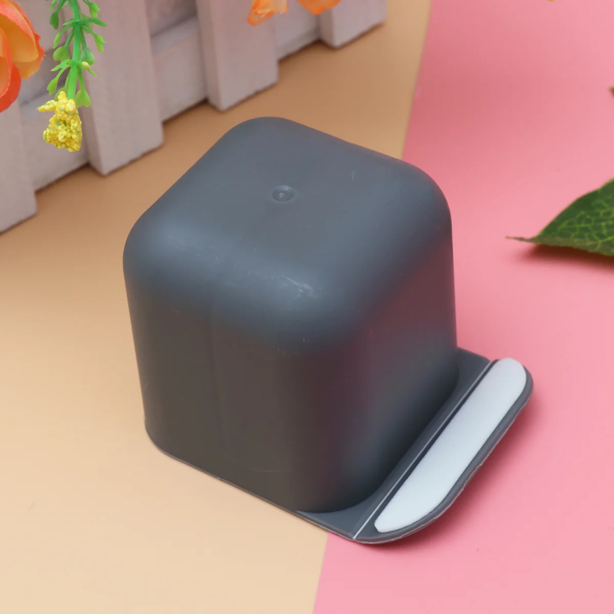 2pcs Multifunction Pen Container Delicate Stick-on Pen Storage Container Simple Storage Holder for Home Office (Grey)