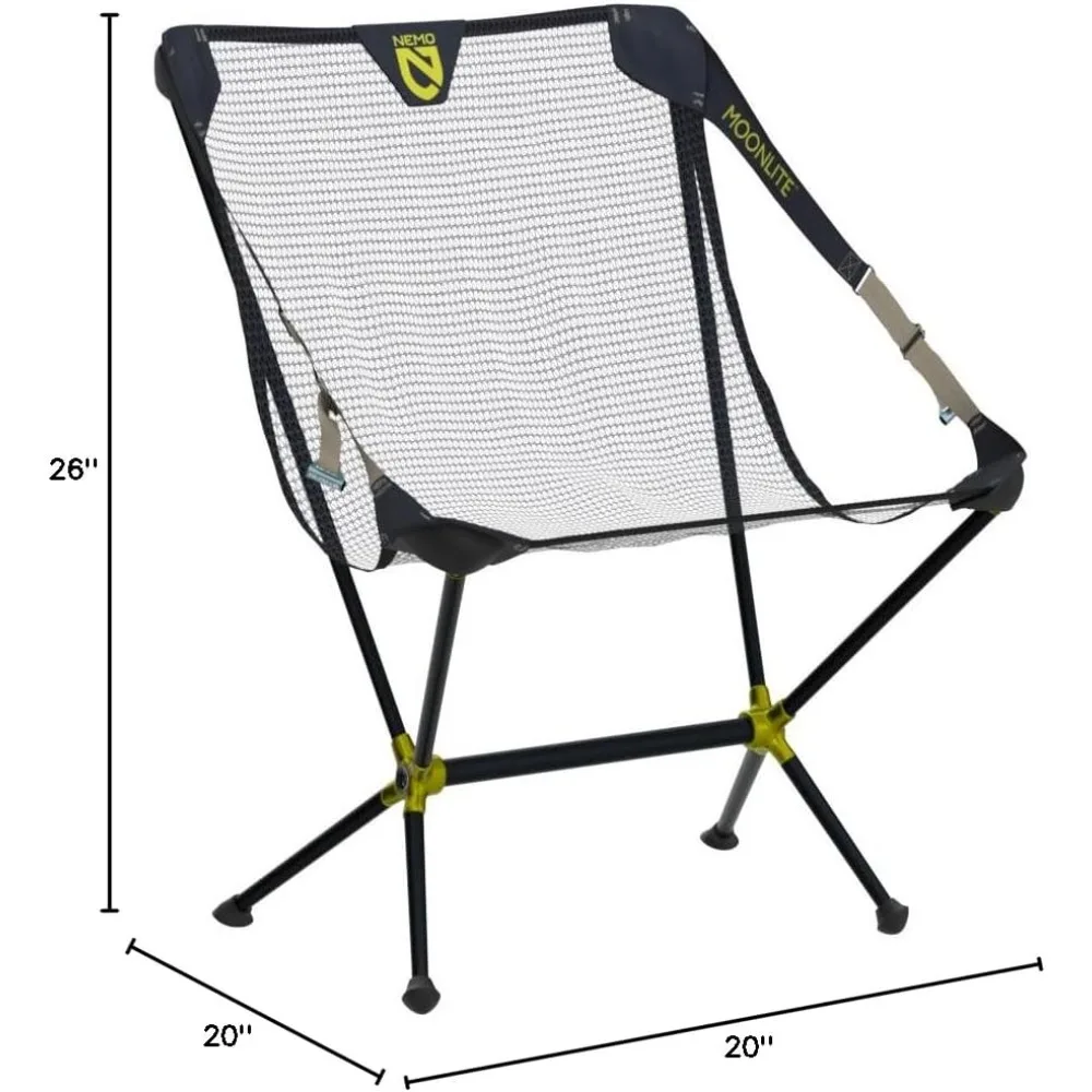 Moonlite-Silla de campamento reclinable, asiento portátil para mochilero y Camping con opciones ajustables y plegables, Perla Negra