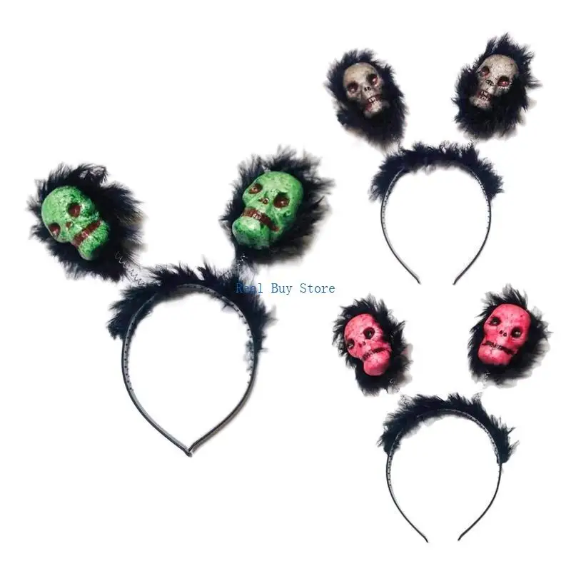 

U13D Halloween Horrible Headdress Spring Skull Headbands Creepy Cosplay Headwear Novelty Headpiece Party Decor Supplies