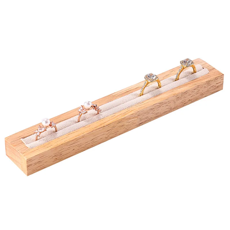 Solid Wood Ring Earrings Display Rack, Wooden Tray