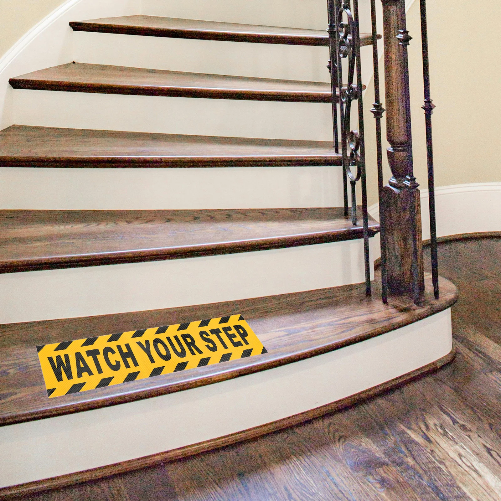 

4pcs Floor Warning Stickers Black Yellow Anti Slip Tape For Wet Floors Non-Slip Safety Decals Watch Your Step Signs Workplace