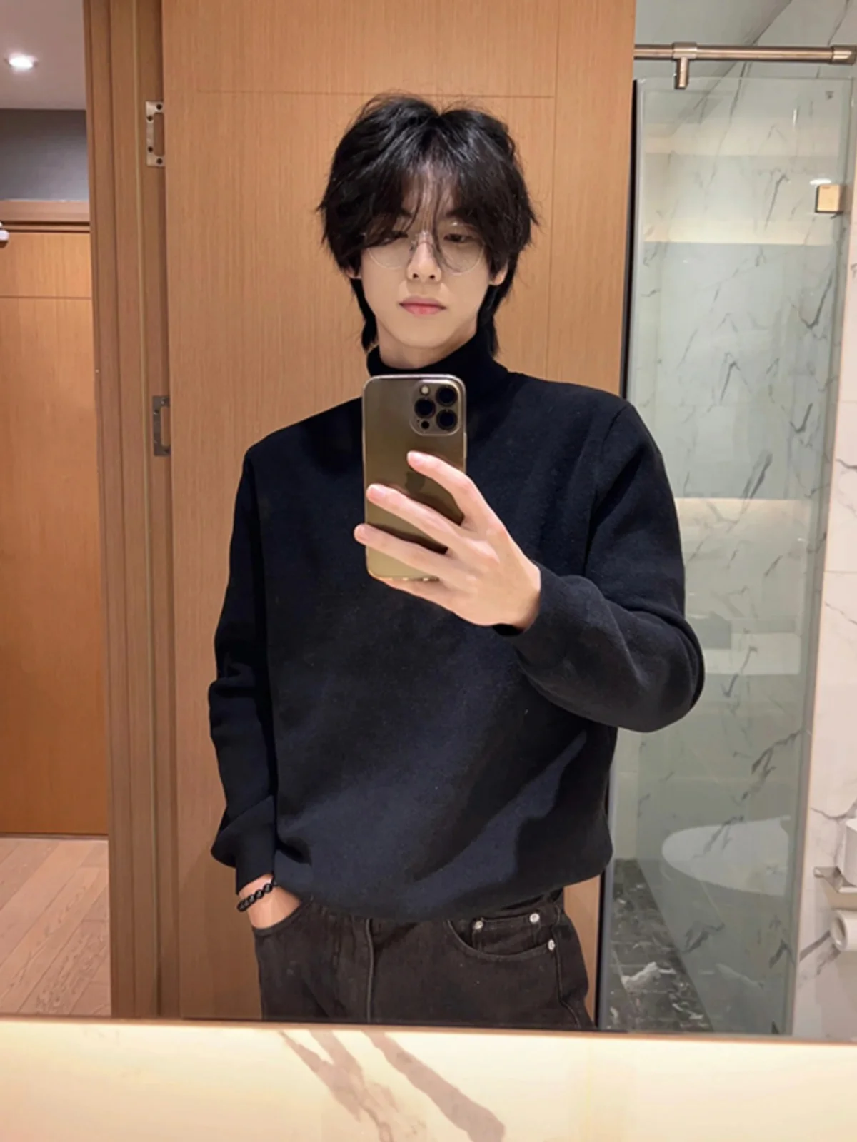 

Мужской вязаный свитер с высоким воротником Bla: осенне-зимняя коллекция, корейский тренд, молодежный стиль, базовый слой, вязаный топ для подростков