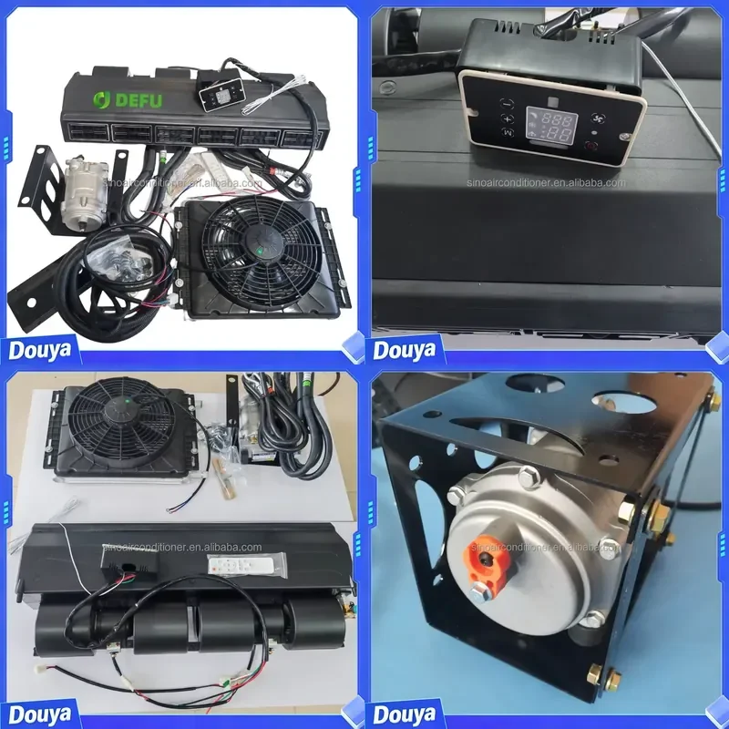 24V 12 Volt Auto Motor Home AC Modification Parking Air Conditioner System For Camper RV 12V Auto Air Conditioning System