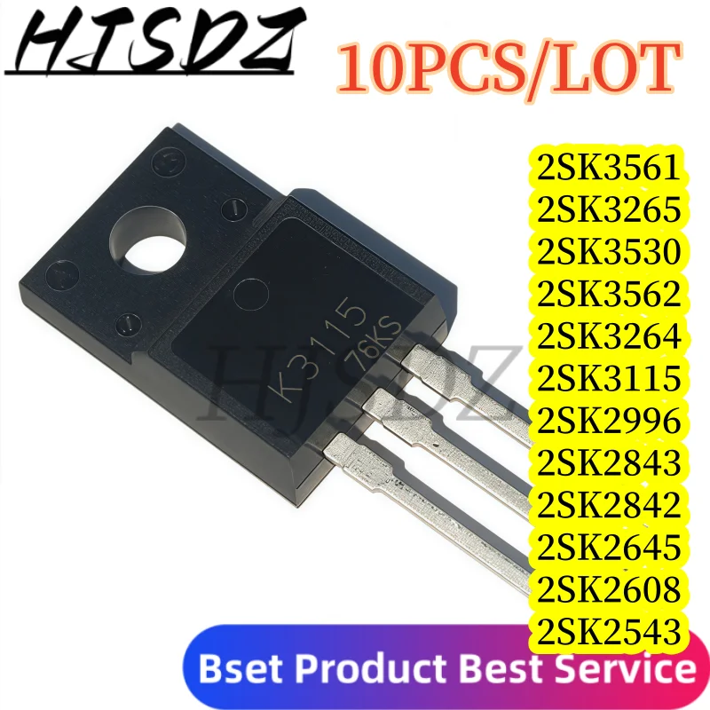 【10PCS】MOSFET TO-220 high stable switch 2SK3562 K3561 2SK3530 K325 K3264 2SK3115 2SK2996 2SK2843 2SK2842 2SK2645 2SK2608 2SK25