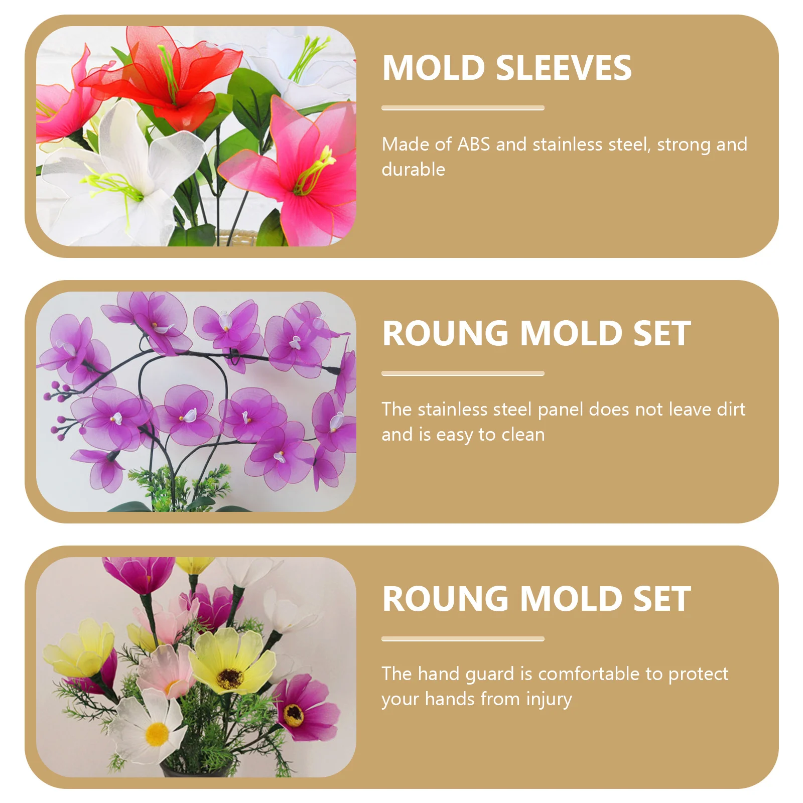 Ensemble de moules à fleurs en plastique léger, 16 pièces, manchons d'outils de bricolage pour la fabrication de pétales, artisanat, accessoires de moulage de fleurs pratiques