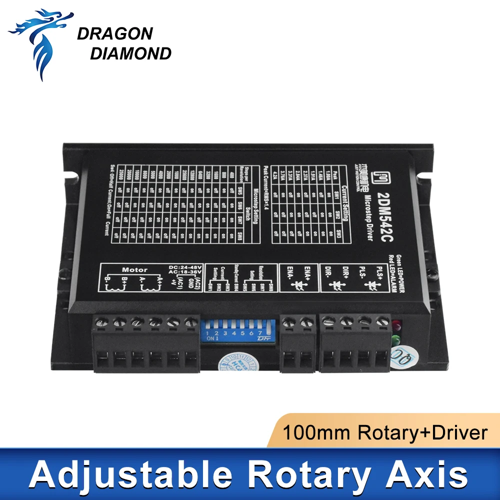 100 مللي متر دوارة + 2DM542C سائق جهاز مرفق تركيبات القابض ثلاثة تشاك محور توسيع دوار لآلة التعليم بليزر الألياف #6