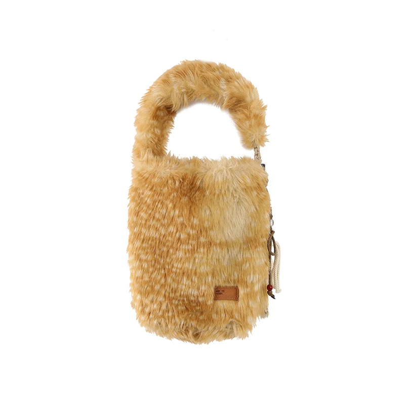 2026 Autumn / Winter New Original Bucket Shaped Faux Fur Handbags Personalized High-end Plush Single Shoulder Women's Bag Trendy