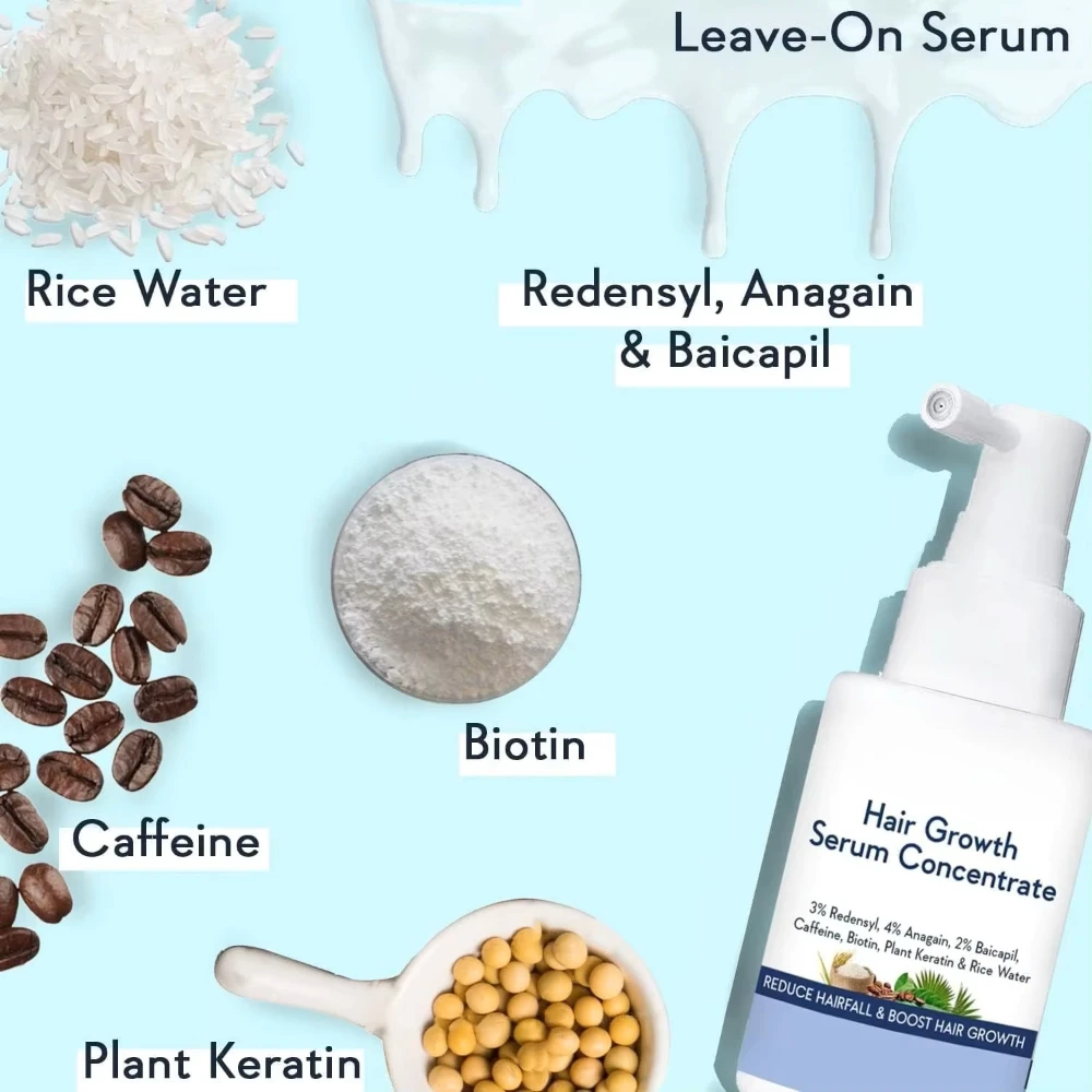 Hair Nourishing Serum Concentrate 3%Redensyl 4%Anagain 2%Baicapil Phytokeratin Rice Water Deep Conditioning Hair